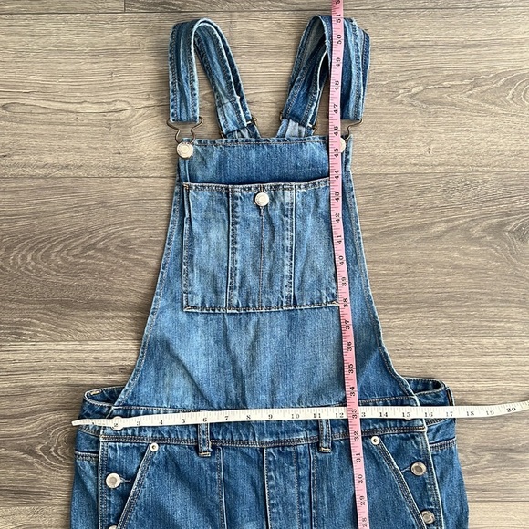 American Eagle Denim Overalls Blue Destroyed Wash Patchwork Women Small Relaxed - Picture 11 of 13